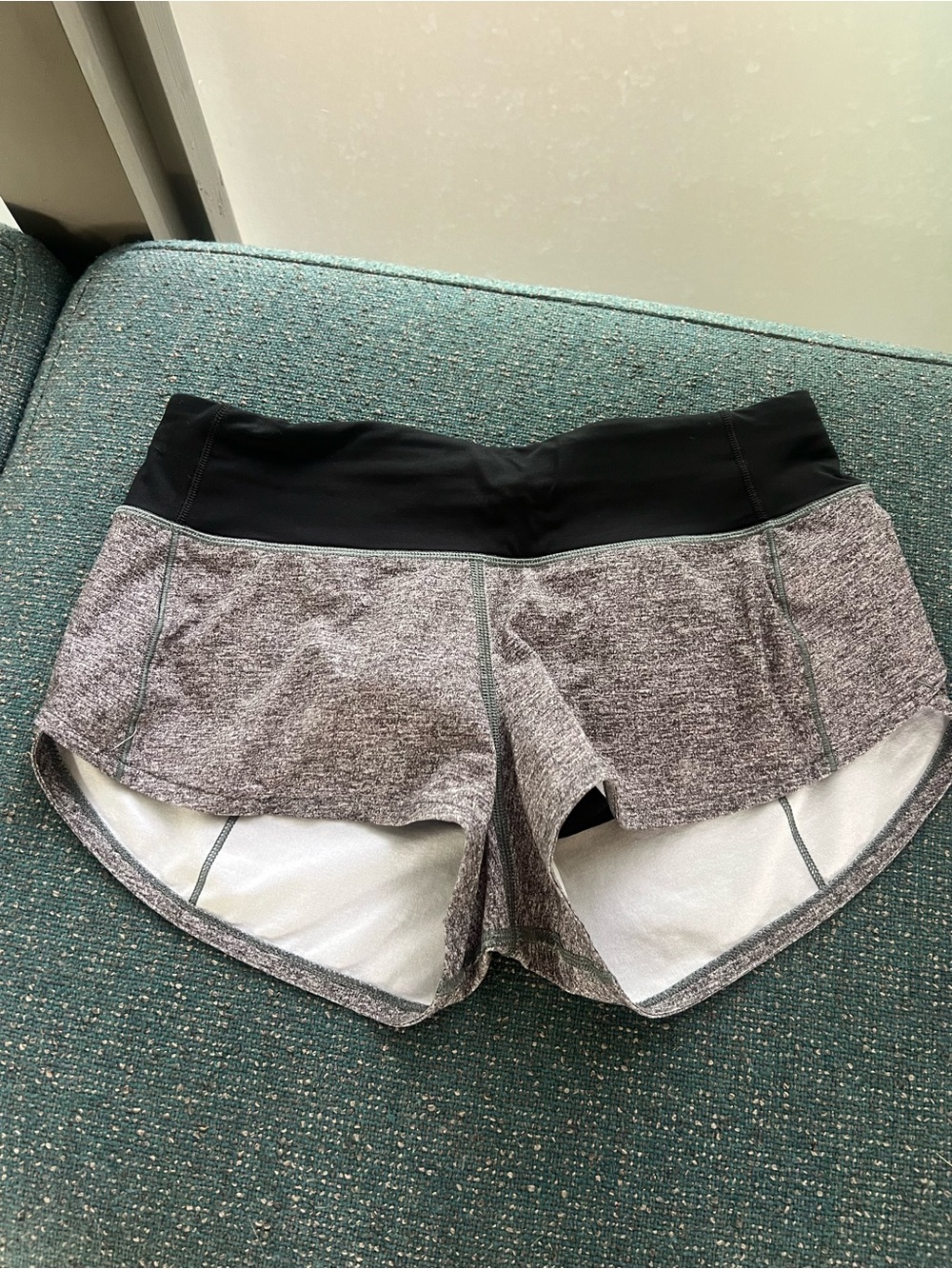 lululemon athletica Gray Heather Athletic Shorts with Black Waistband